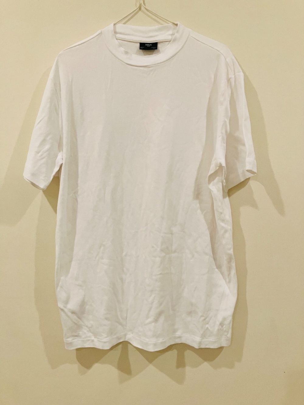 MANGO White Short Sleeve Crewneck Tee Men's L